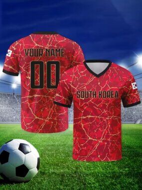 South Korea Soccer Jersey Custom Name Number V-neck Football National Team Shirt